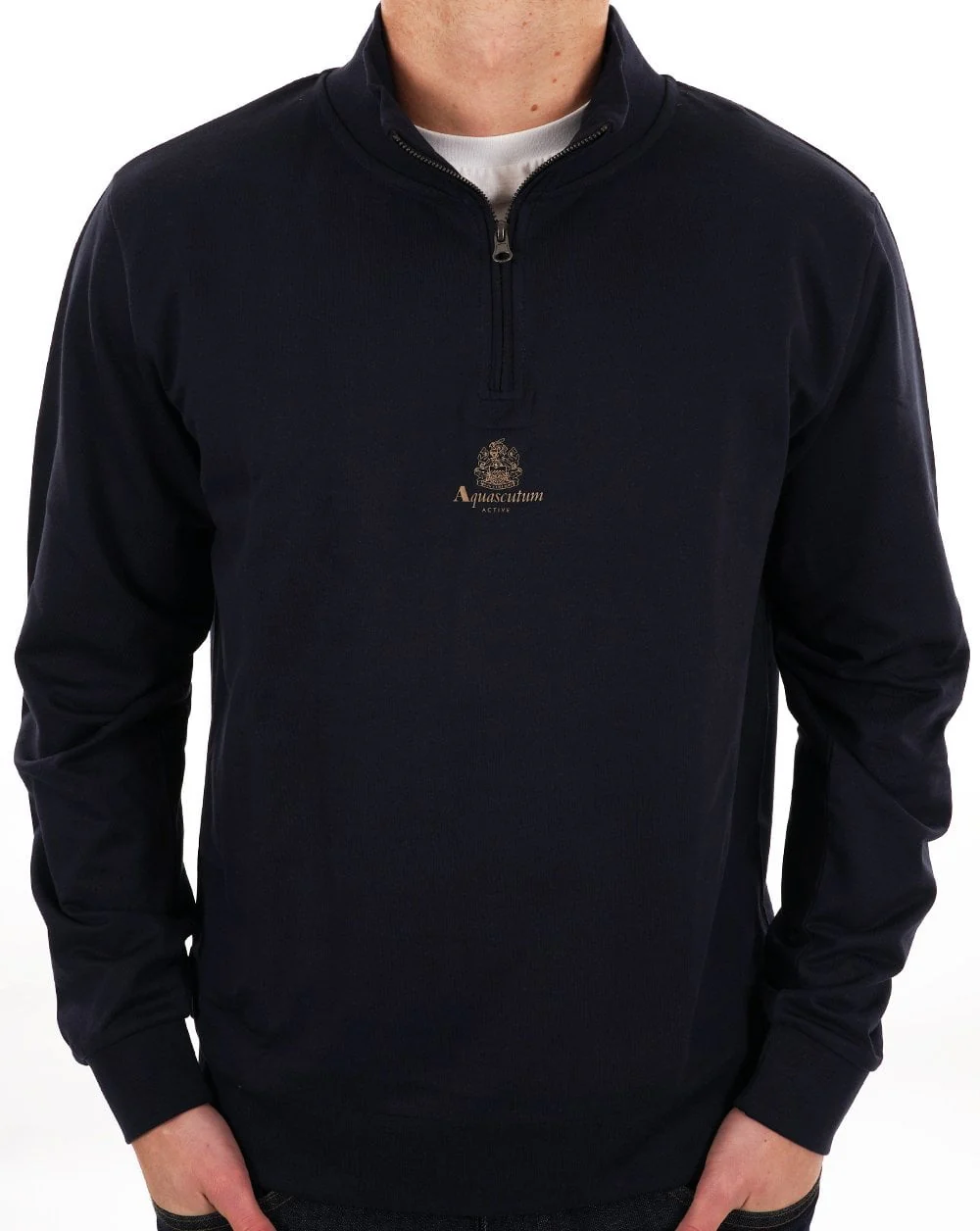 Aquascutum Small Logo 1/4 Zip Sweat Navy