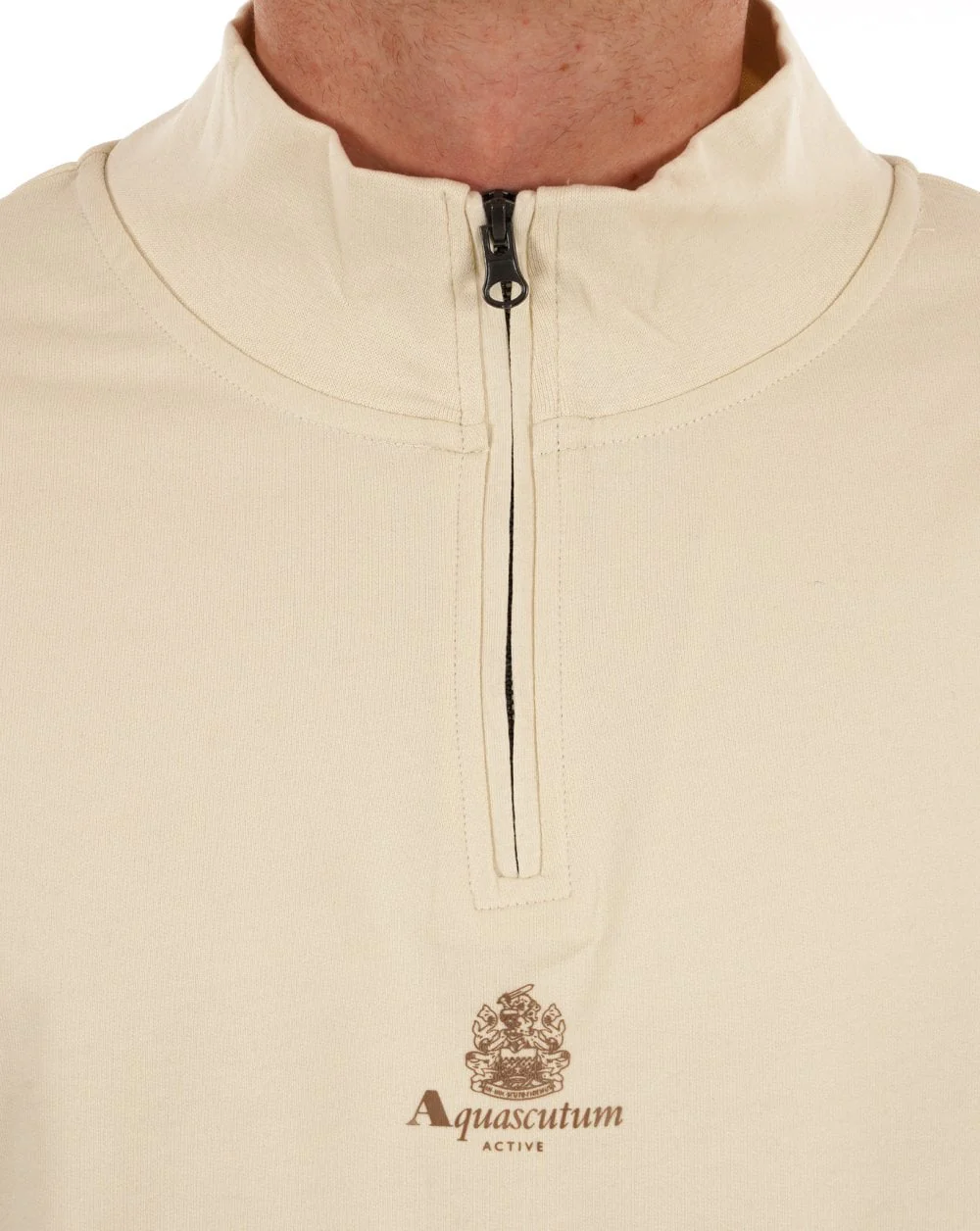 Aquascutum Small Logo 1/4 Zip Sweat Off White - Image 2