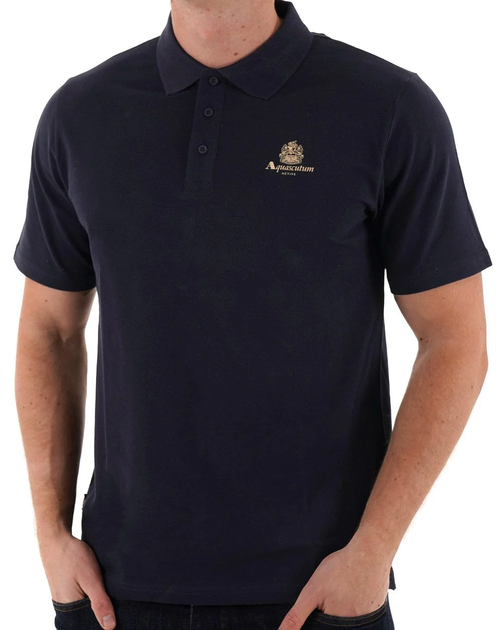 Aquascutum Small Logo Pique Polo Navy
