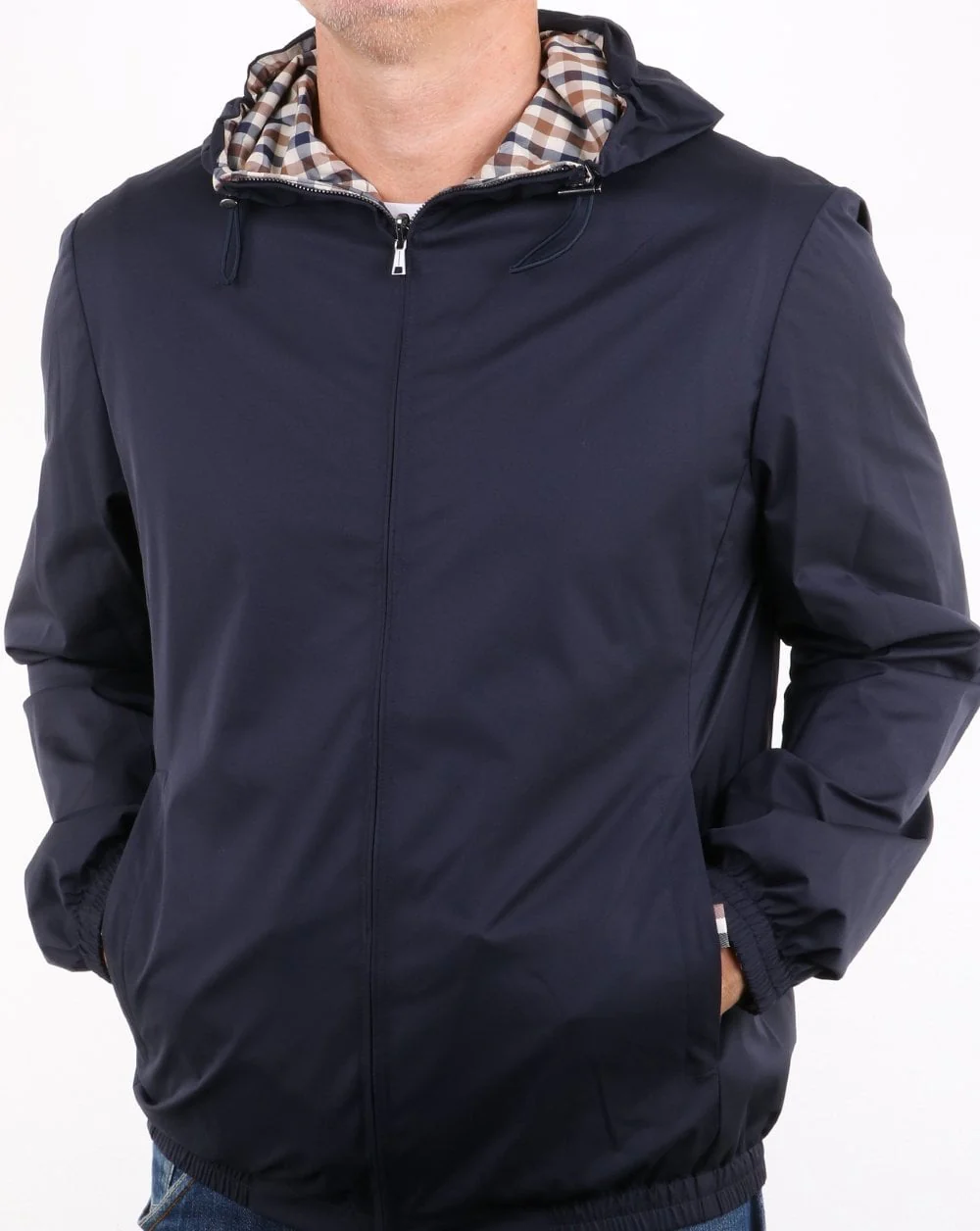 Aquascutum Tyne Hooded Reversible Jacket Navy - Image 2