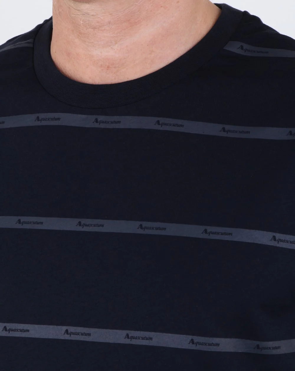 Aquascutum Whillan Aqua Stripe T Shirt Navy - Image 2