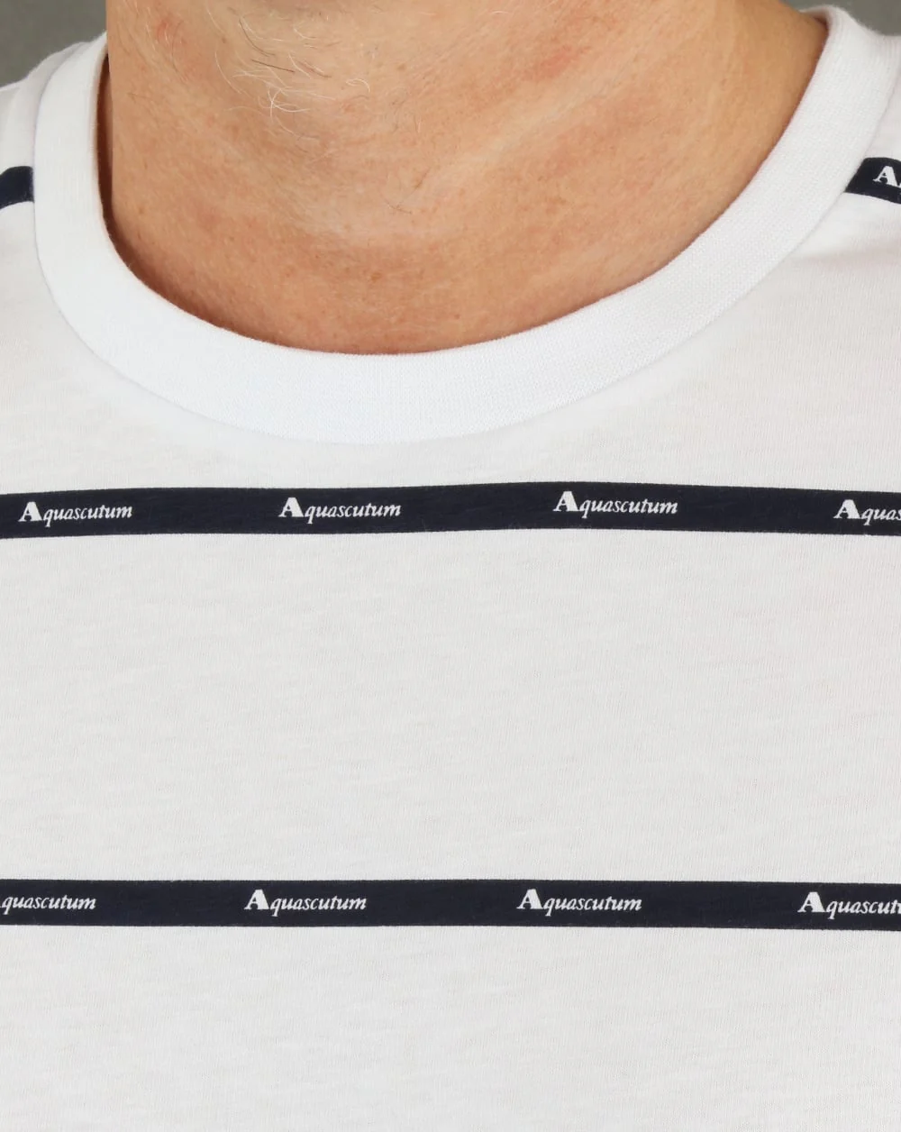 Aquascutum Whillan Aqua Stripe T Shirt White - Image 2