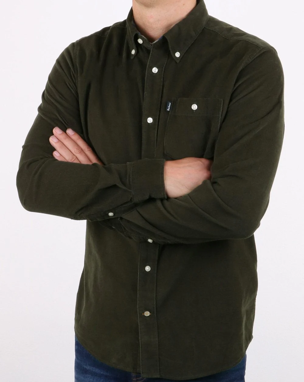 Barbour Ashwood Cord Shirt Forest Green - Image 2