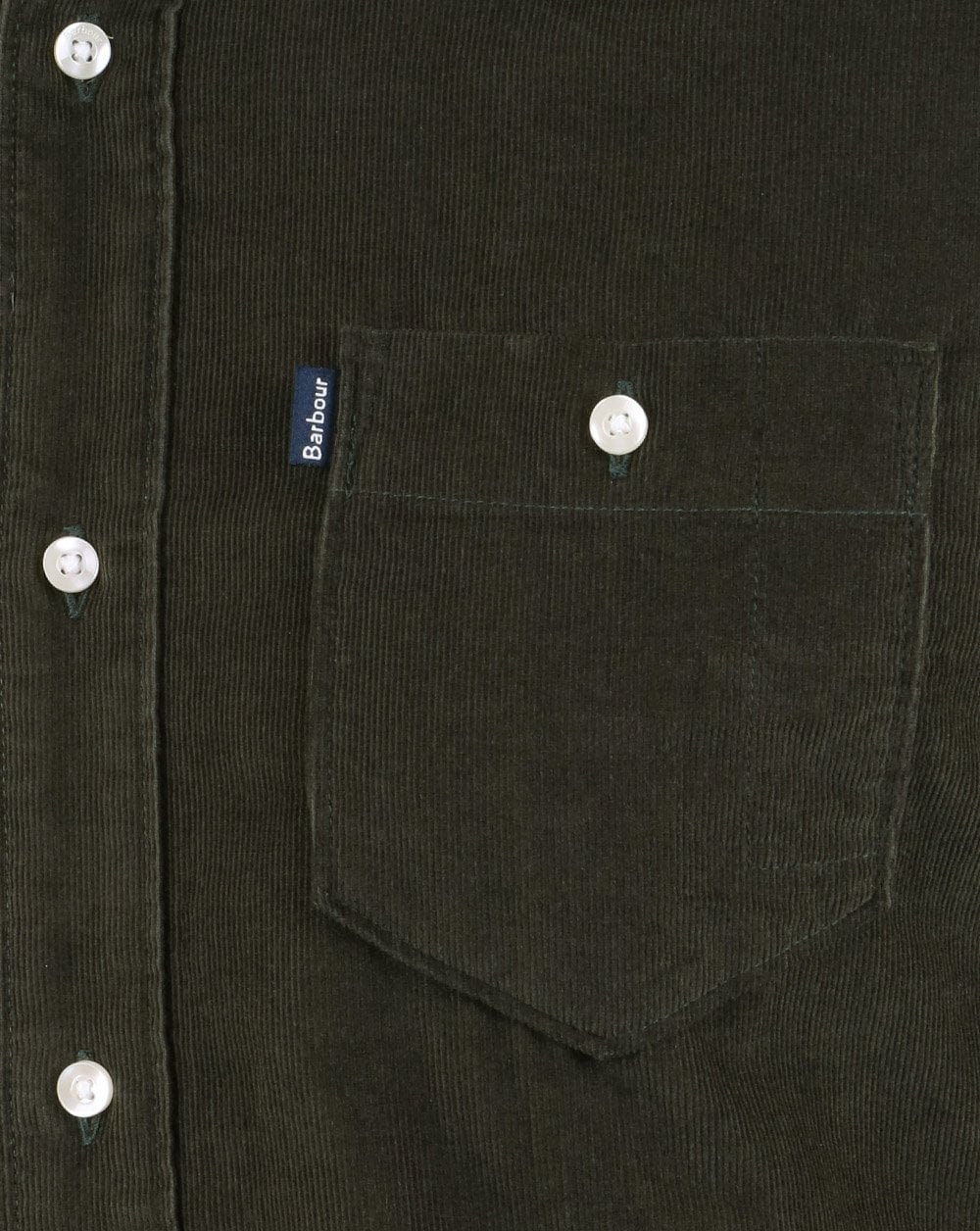 Barbour Ashwood Cord Shirt Forest Green - Image 3