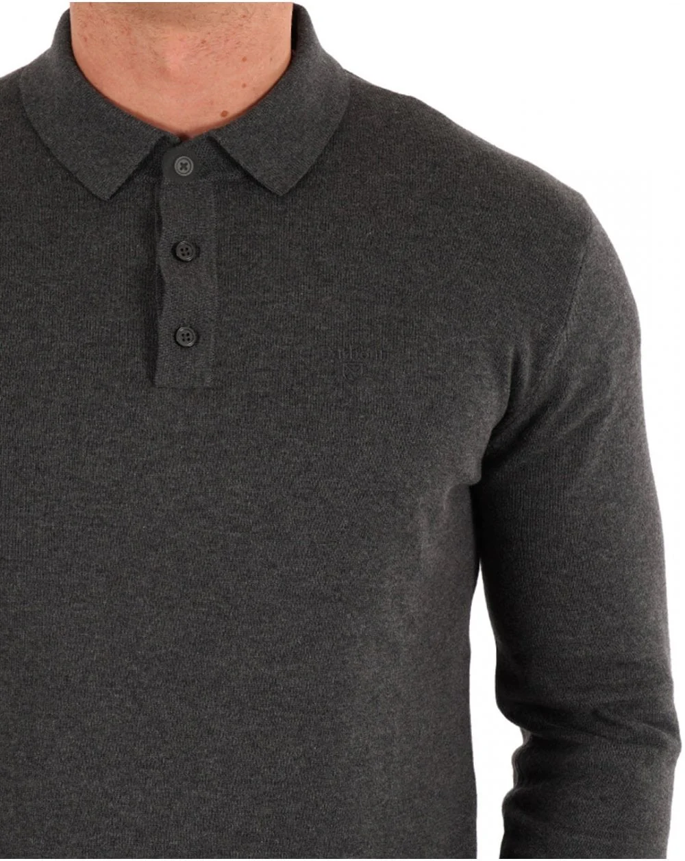 Barbour Bassington Knitted LS Polo Charcoal - Image 2