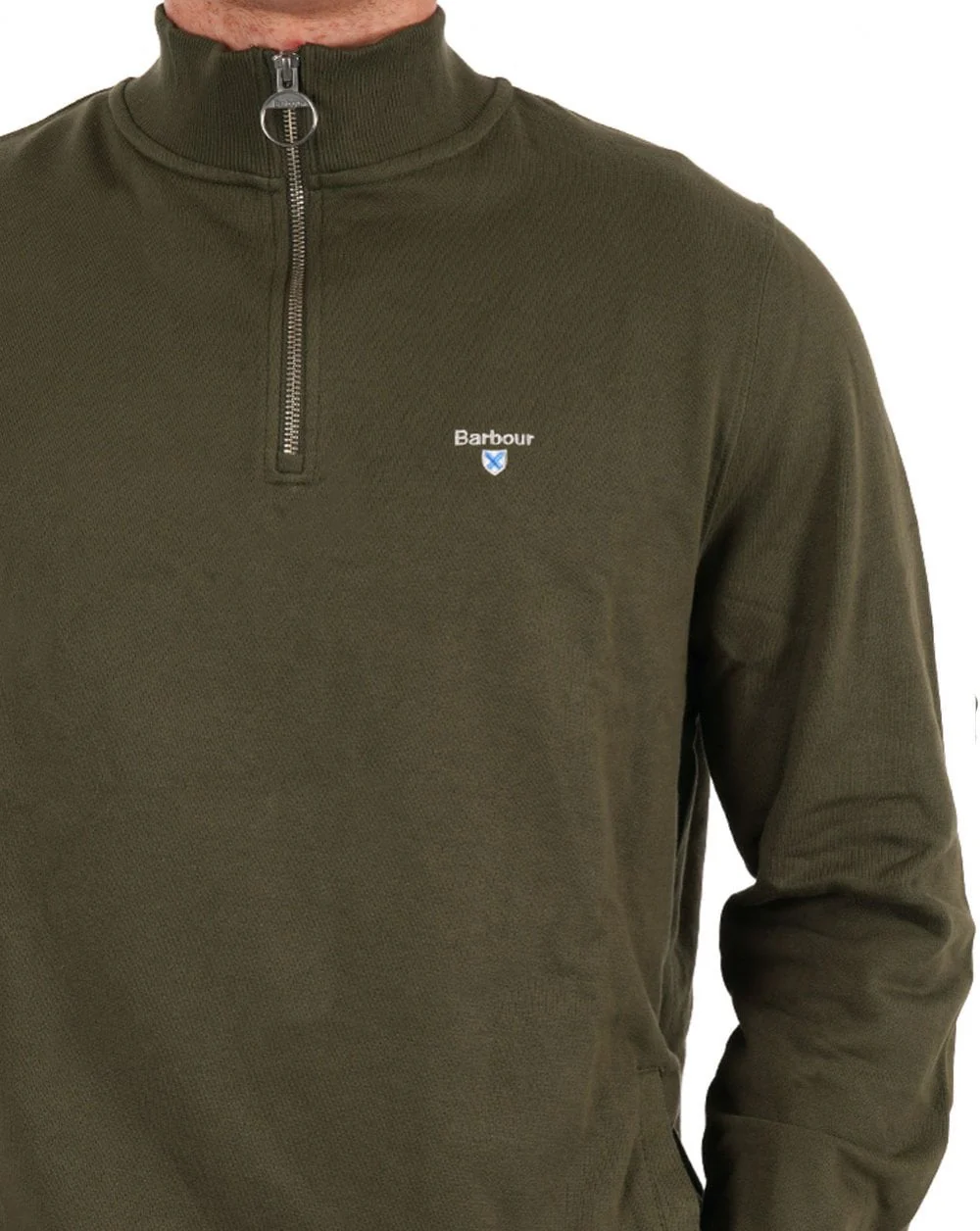Barbour Beckhill Half Zip Sweatshirt Mid Olive - Image 2