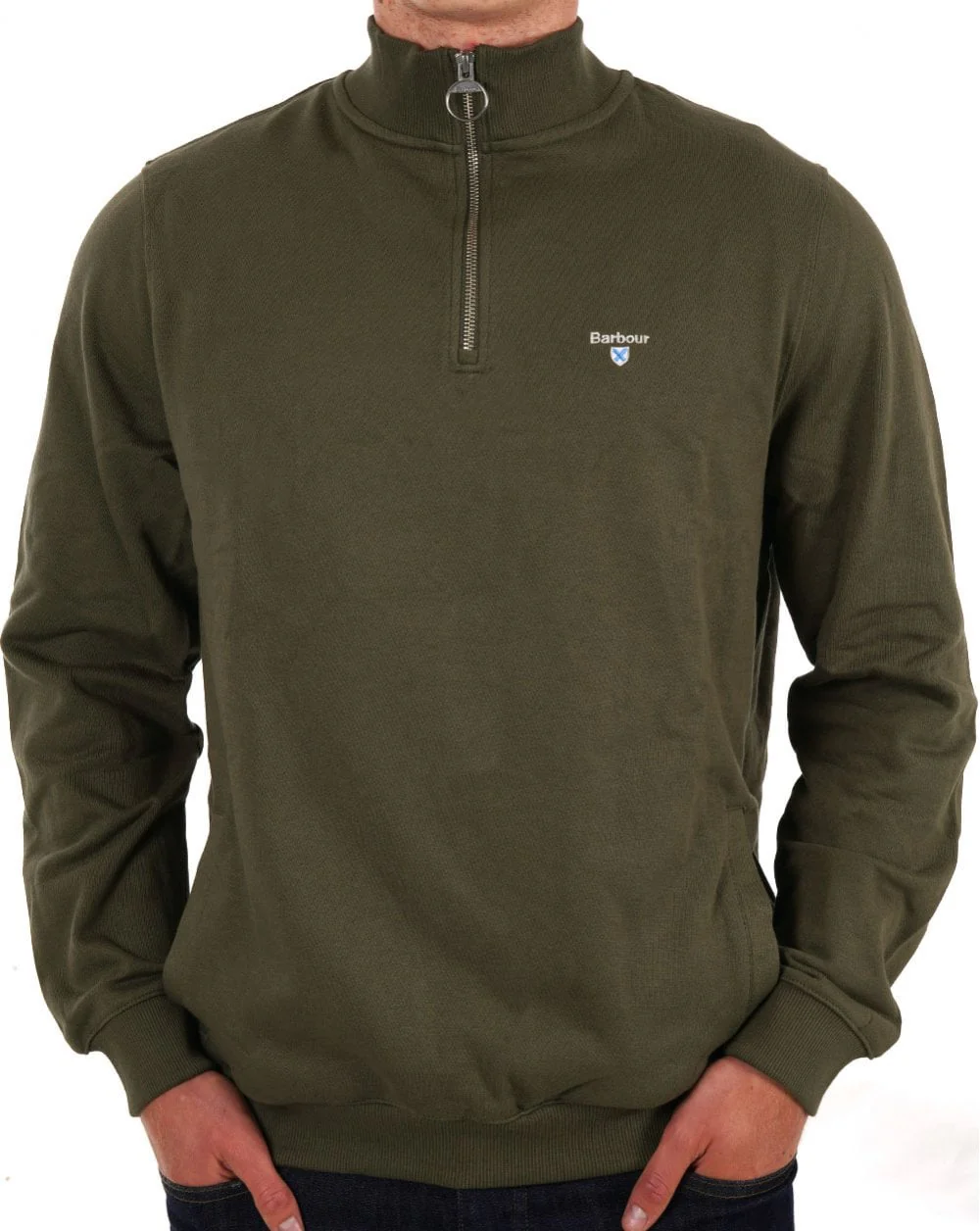 Barbour Beckhill Half Zip Sweatshirt Mid Olive - Image 3