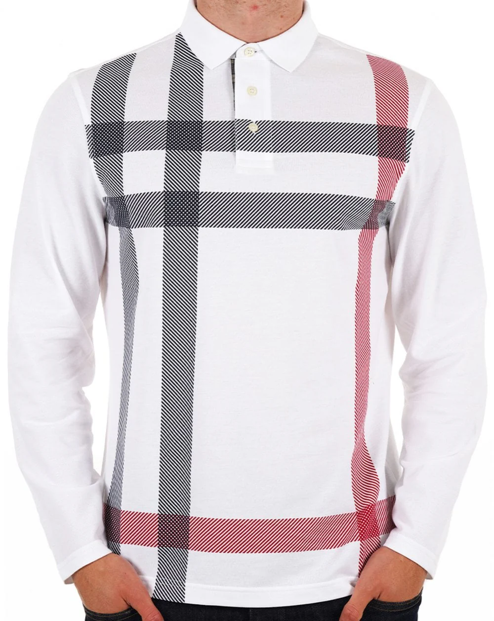 Barbour Blaine Tailored Long Sleeve Polo Shirt White - Image 2