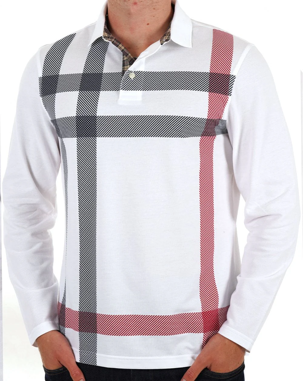 Barbour Blaine Tailored Long Sleeve Polo Shirt White - Image 4