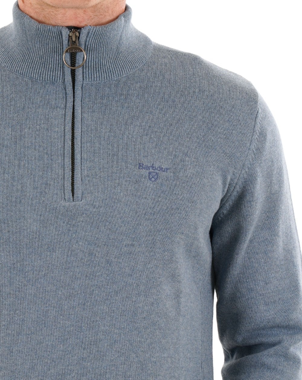 Barbour Cotton Half Zip Knit Bluestone - Image 3