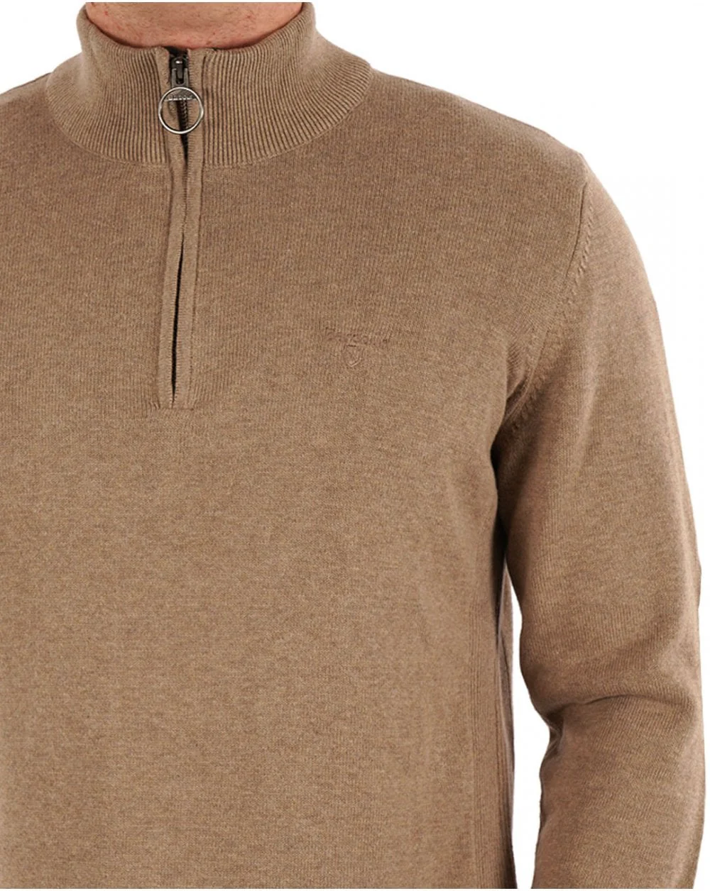 Barbour Cotton Half Zip Knit Vintage Dk Sand - Image 2