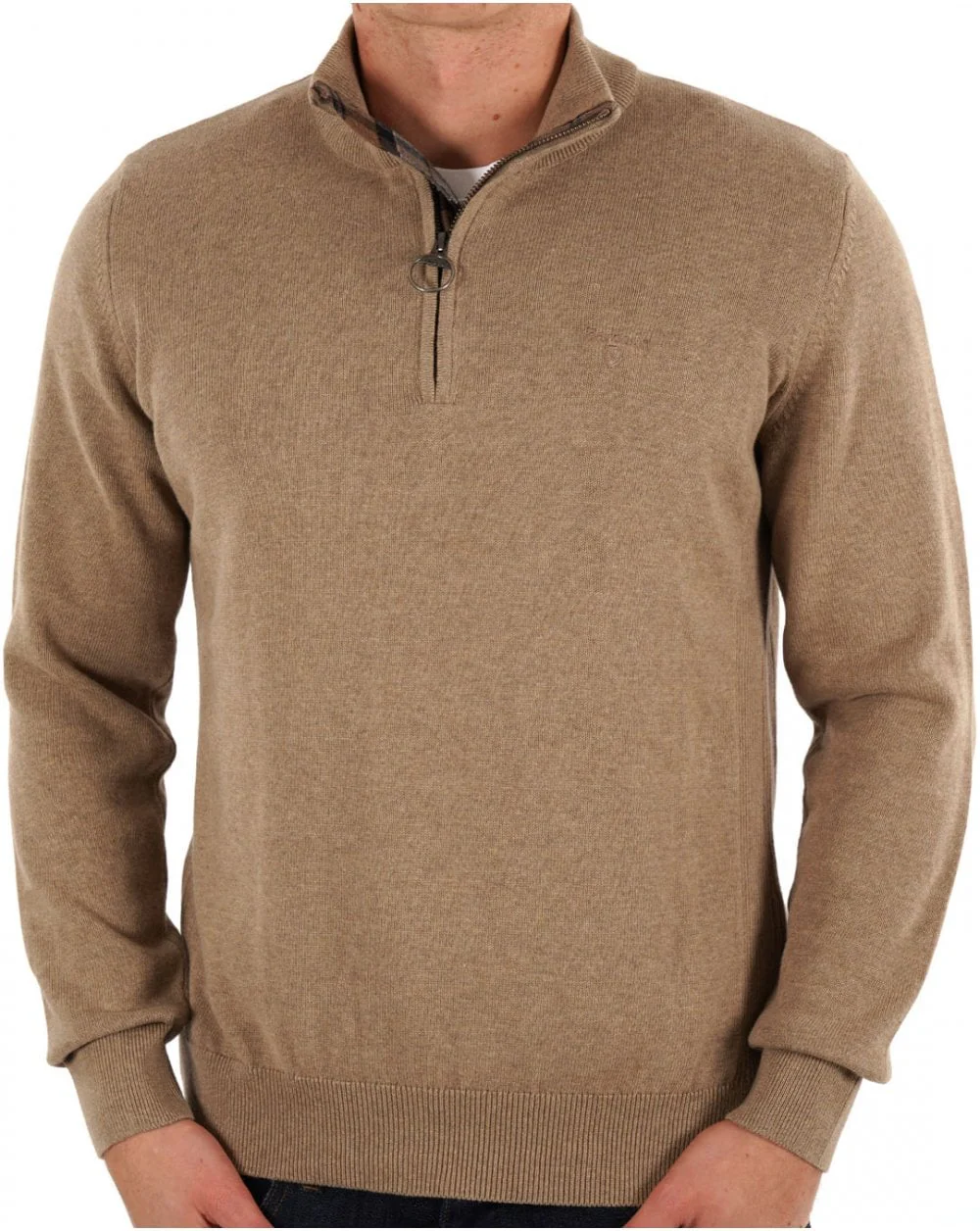 Barbour Cotton Half Zip Knit Vintage Dk Sand - Image 3