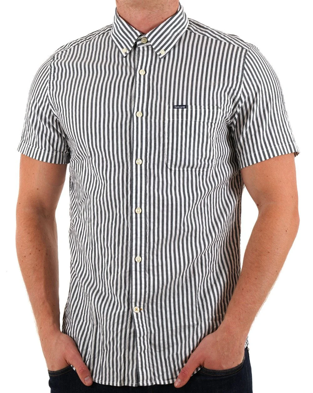 Barbour Cresswell Seersucker Shirt Navy