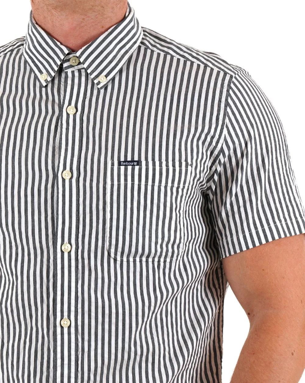 Barbour Cresswell Seersucker Shirt Navy - Image 2