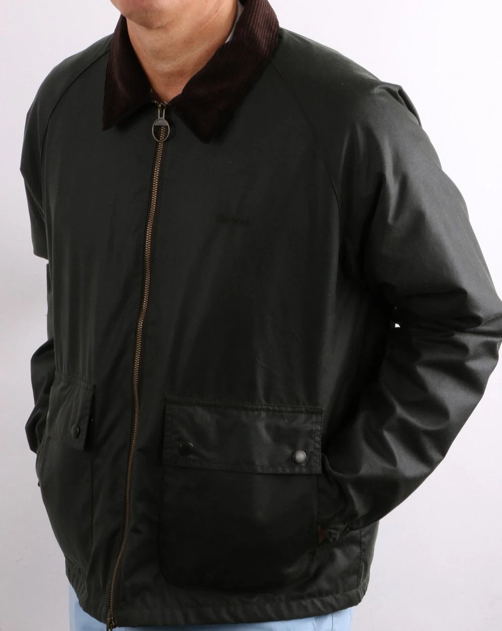 Barbour Dom Wax Jacket Sage Green - Image 2