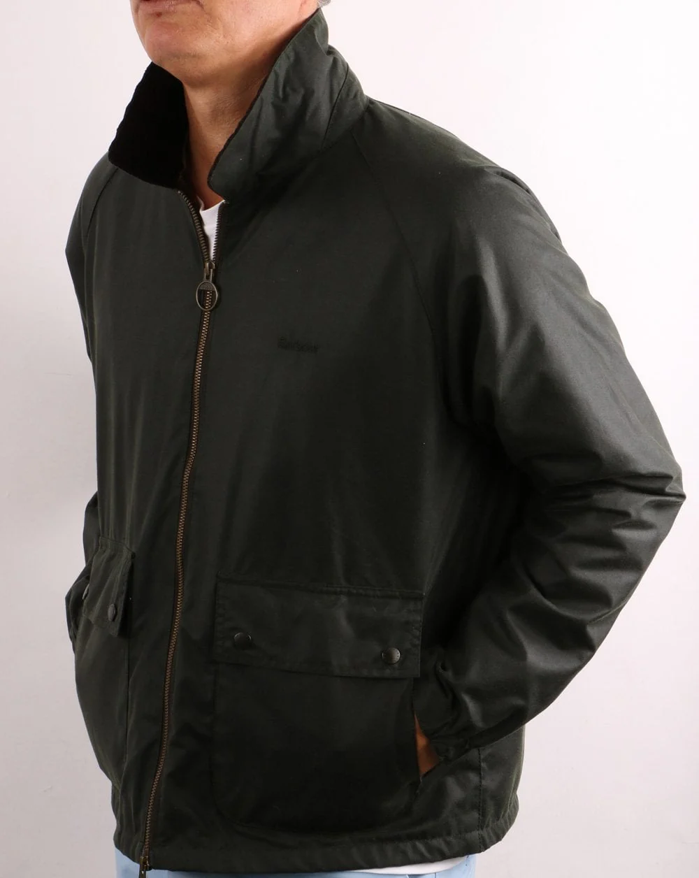 Barbour Dom Wax Jacket Sage Green - Image 4