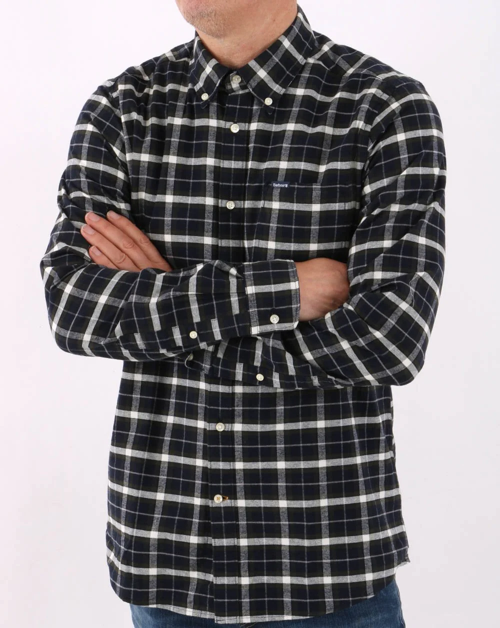 Barbour Fellfoot Check Shirt Dark Navy - Image 3