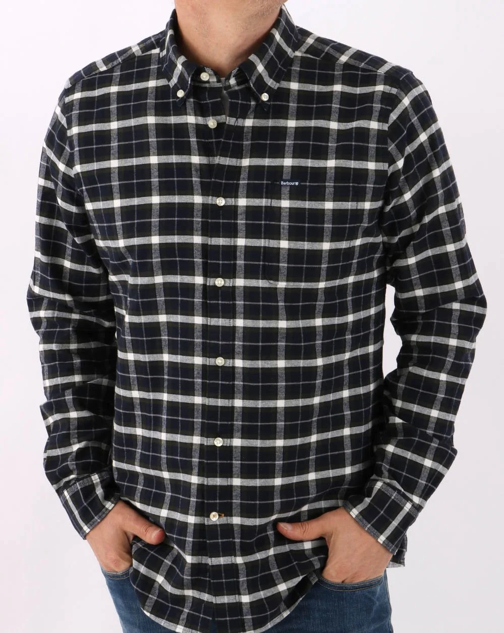 Barbour Fellfoot Check Shirt Dark Navy - Image 4