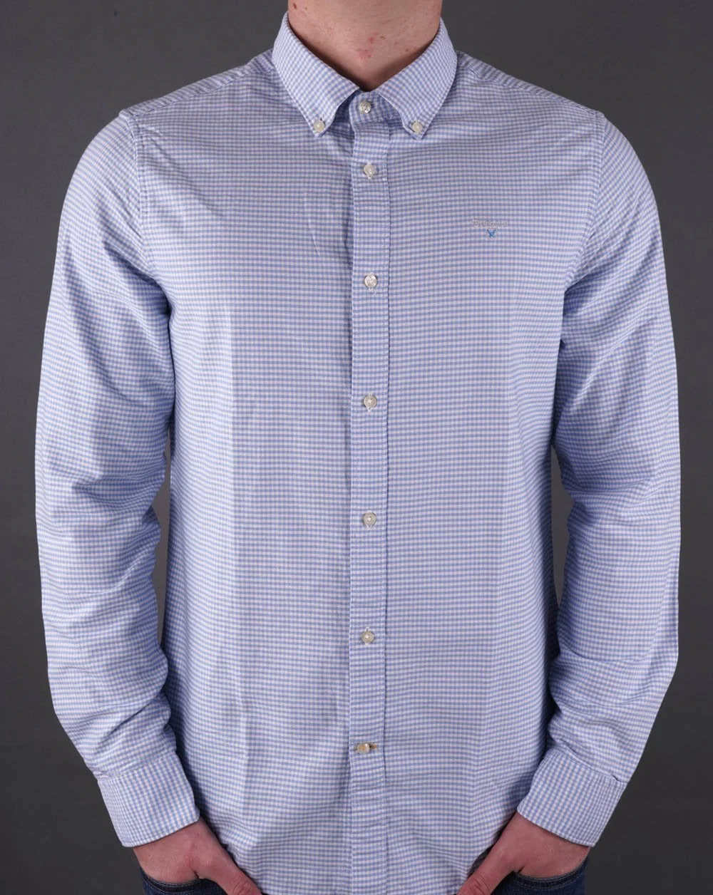 Barbour Gingham Oxtown Shirt Sky Blue