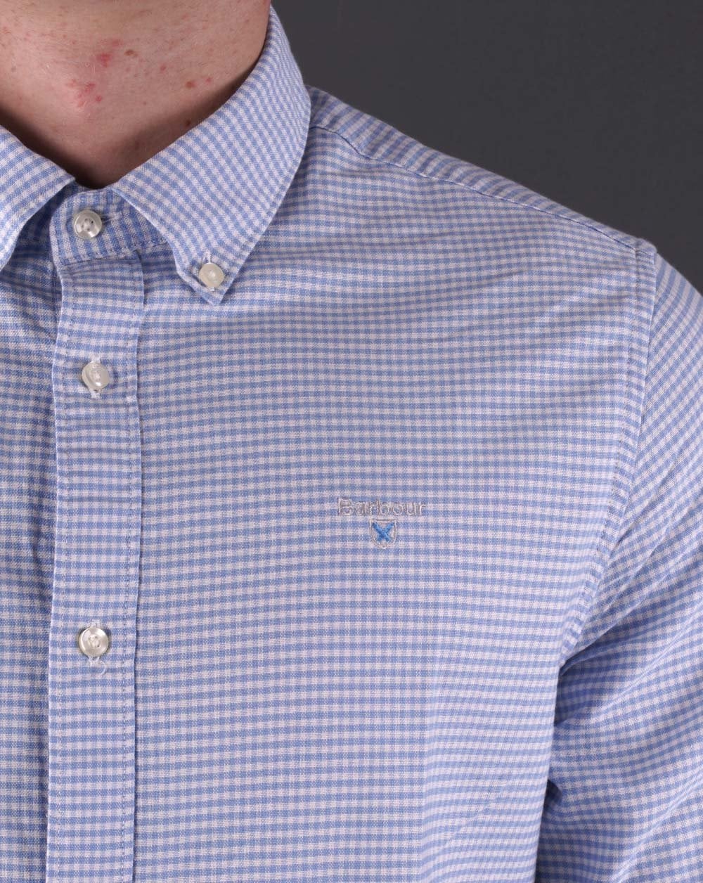Barbour Gingham Oxtown Shirt Sky Blue - Image 2