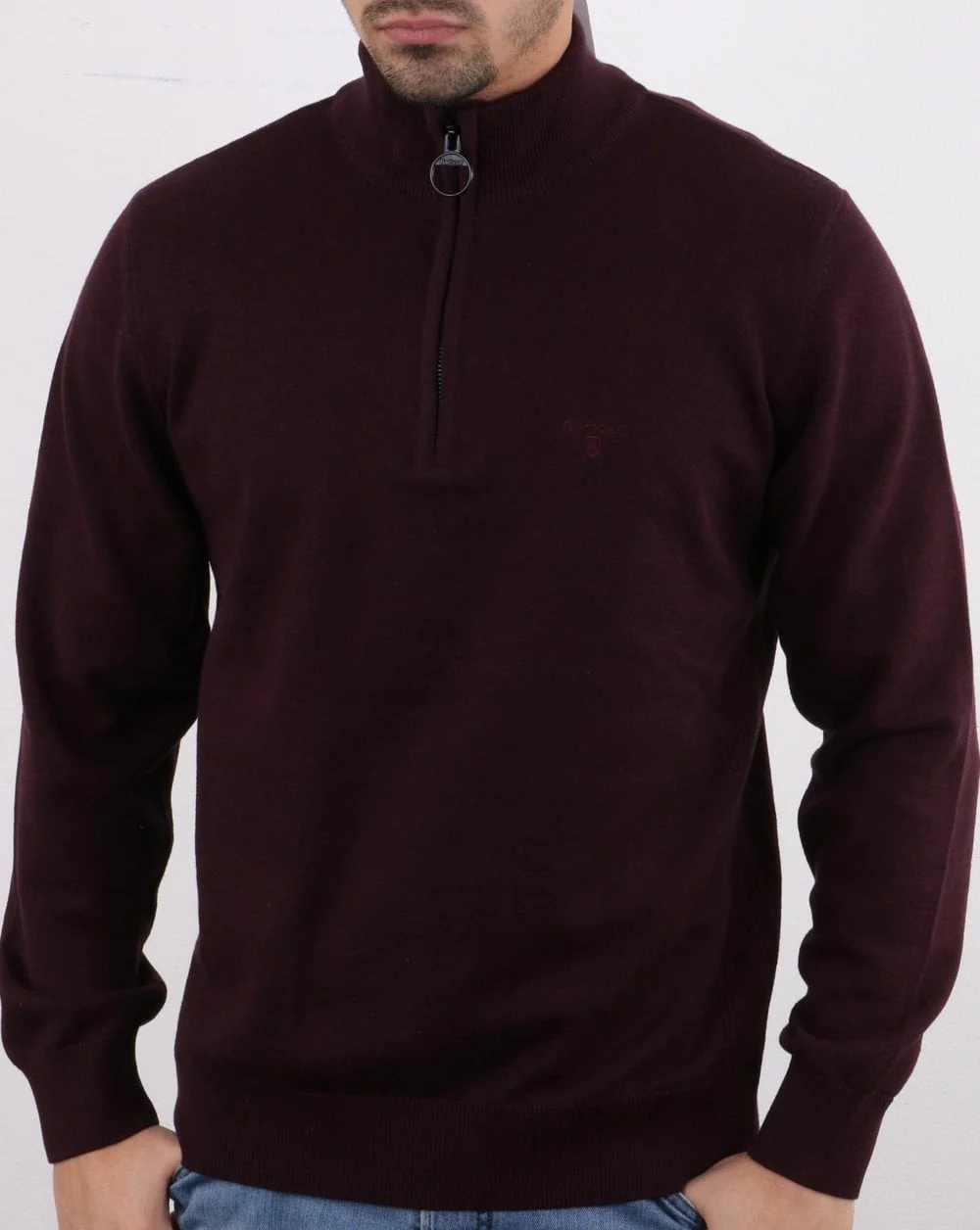 Barbour Half Zip Jumper Burgundy