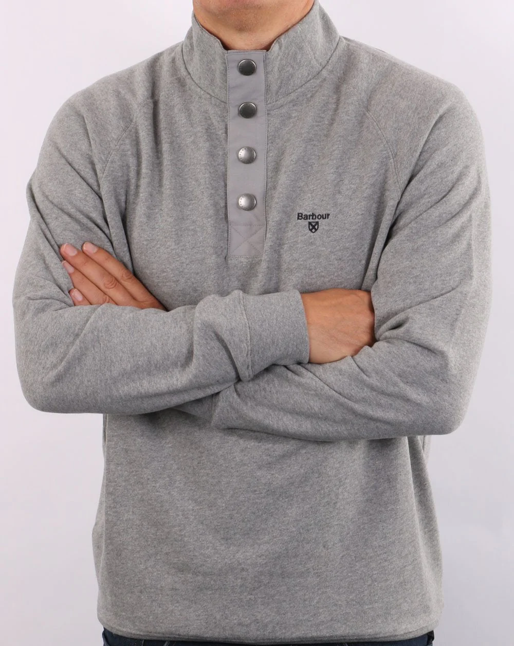 Barbour Half Zip Sweatshirt Grey Marl - Image 4