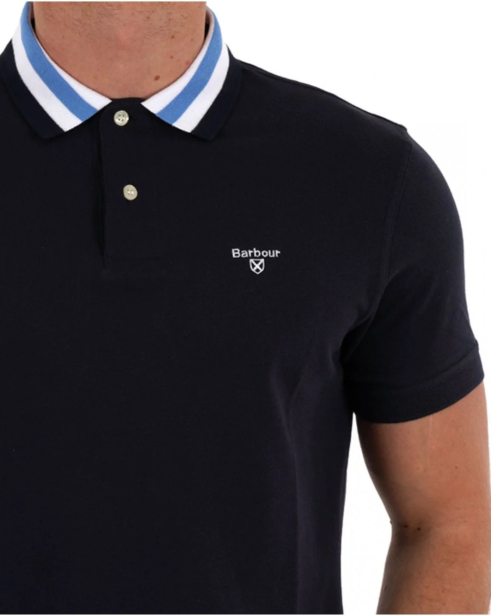 Barbour Hawkesmoor Tipped Polo Shirt Navy - Image 2