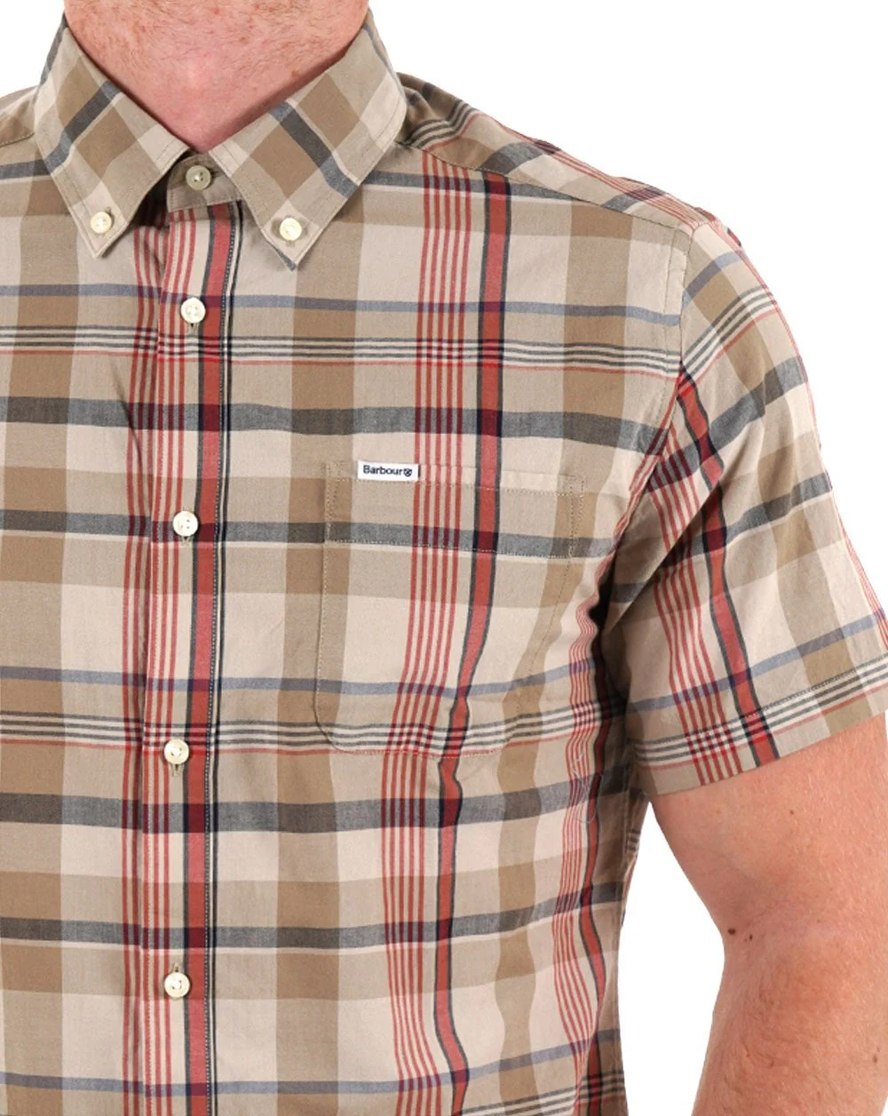 Barbour Hillway Madras SS Shirt Washed Stone - Image 2