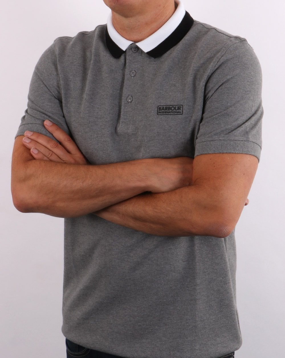 Barbour International Ampere Polo Grey Marl - Image 2