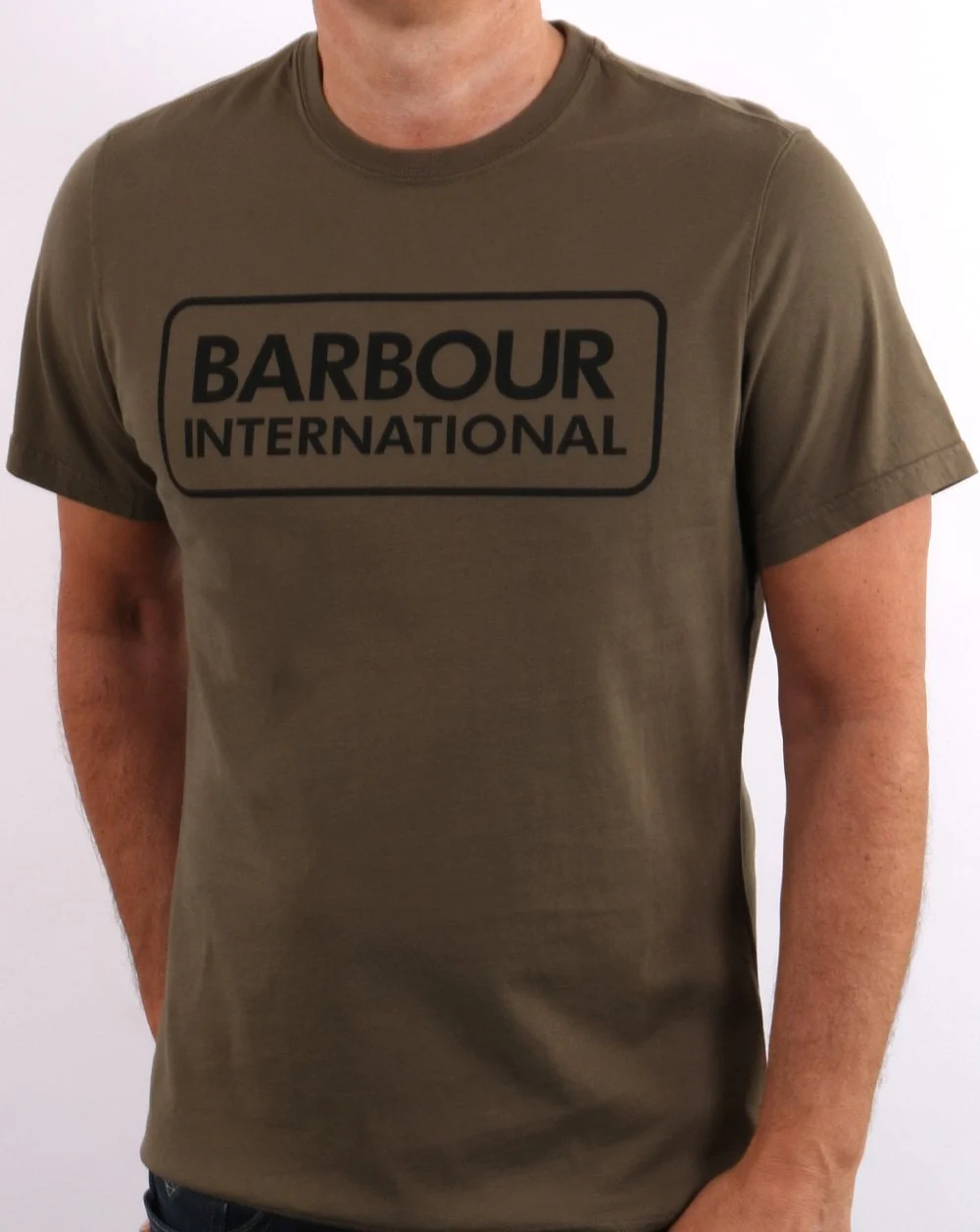 Barbour International Block Logo T-shirt Dusky Khaki - Image 3