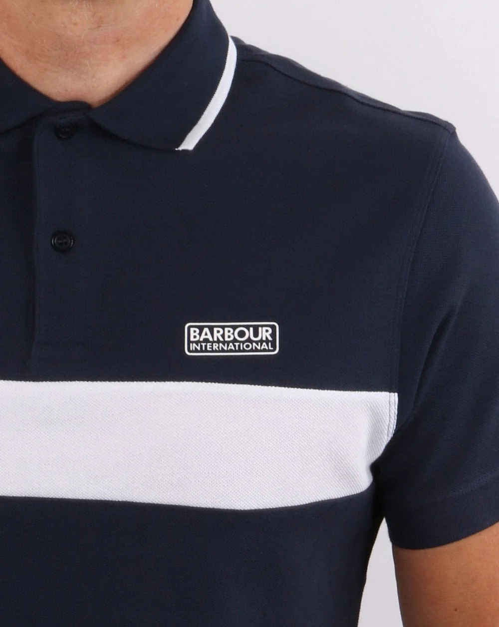 Barbour International Block Stripe Polo Dress Blue - Image 2