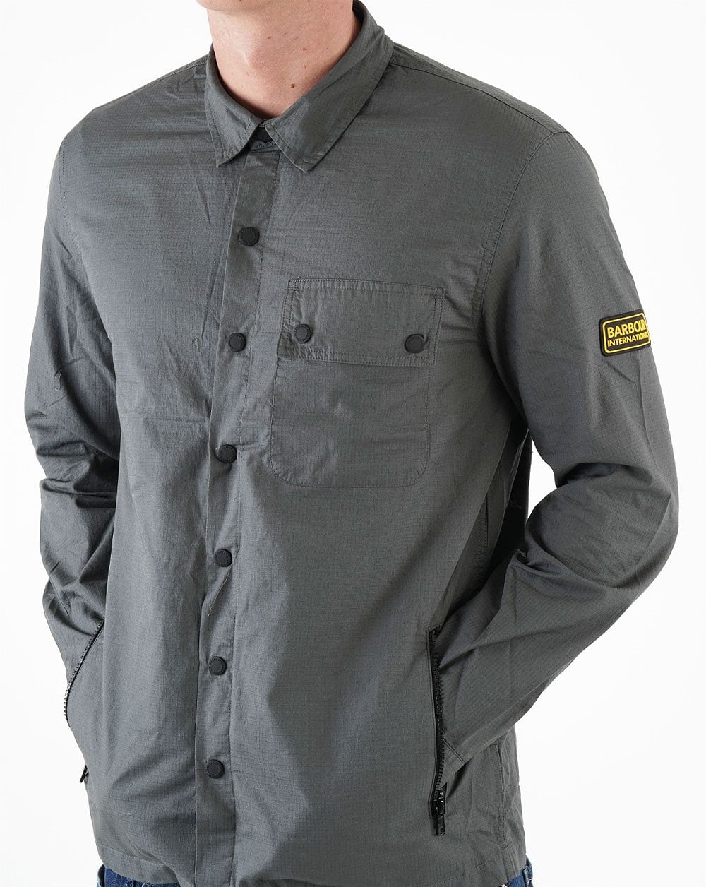 Barbour International Bolt Overshirt Charcoal - Image 2