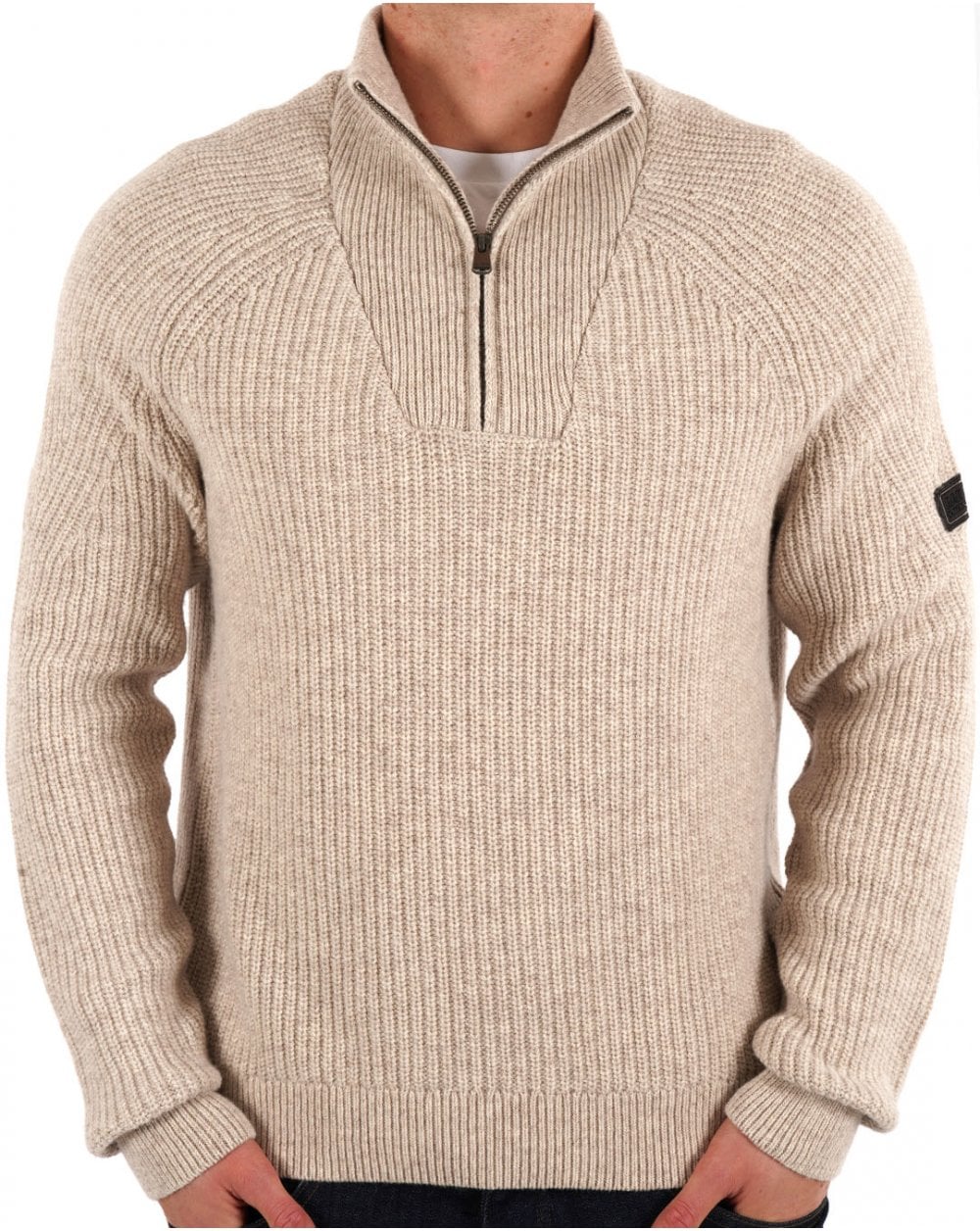 Barbour International Chester Funnel Knit Jumper Whisper White - Image 3