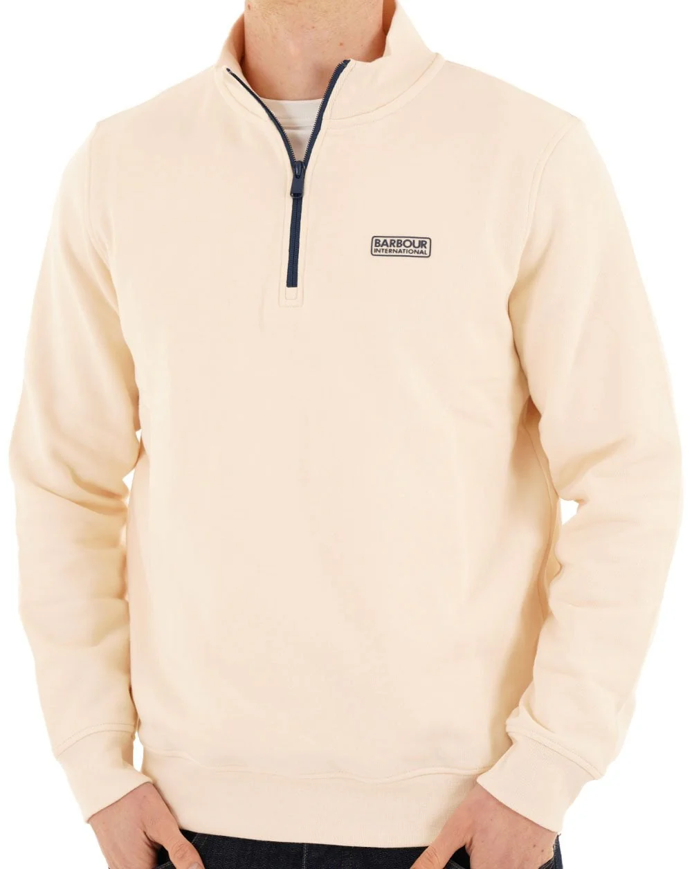 Barbour International Clipper 1/4 Zip Sweat Off White - Image 3