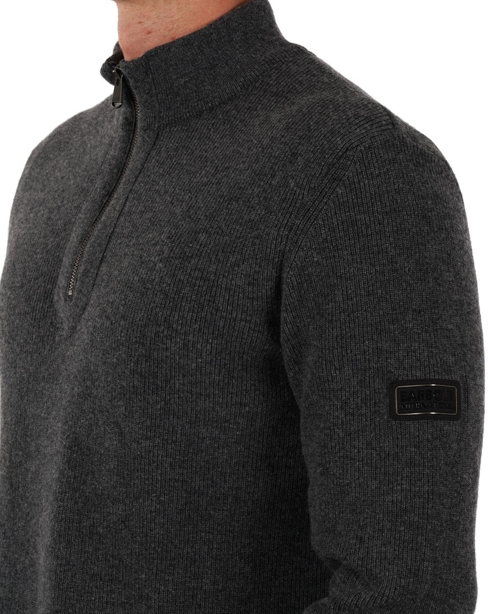 Barbour International Crawley Half Zip Jumper Charcoal Marl - Image 2