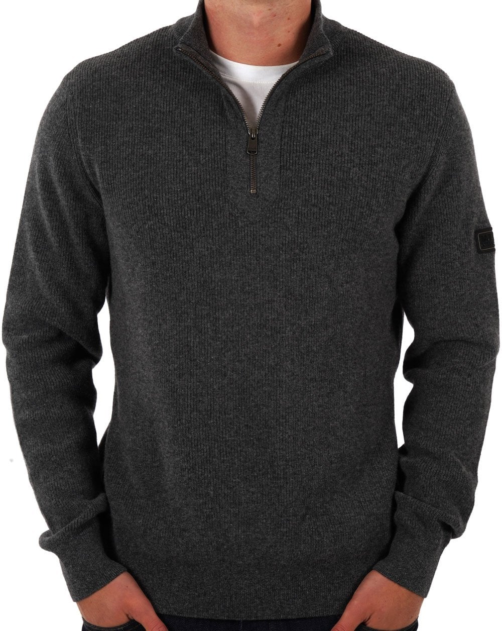 Barbour International Crawley Half Zip Jumper Charcoal Marl - Image 3