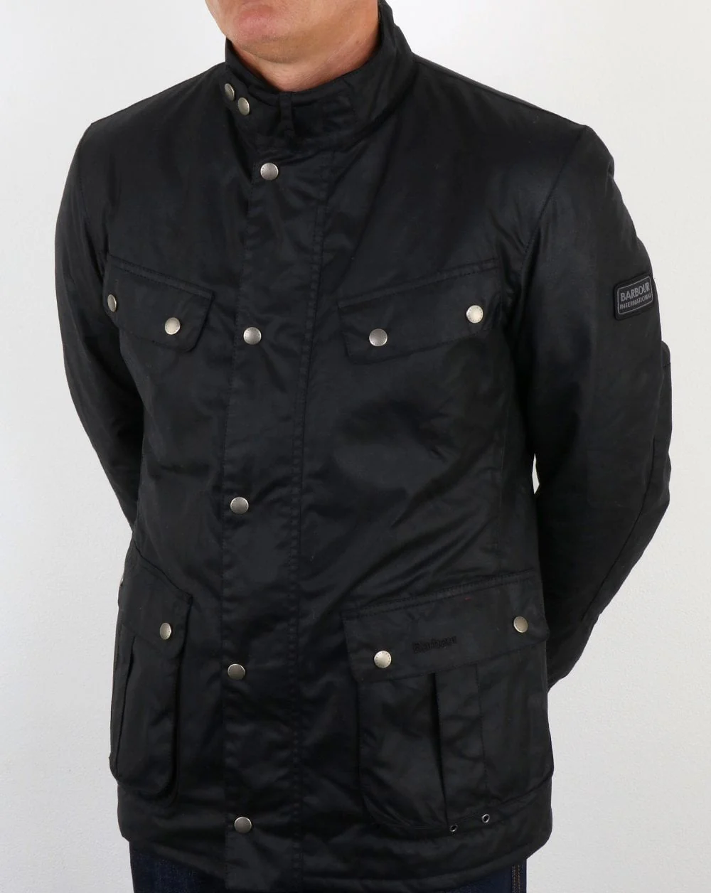 Barbour International Duke Wax Jacket Black - Image 4