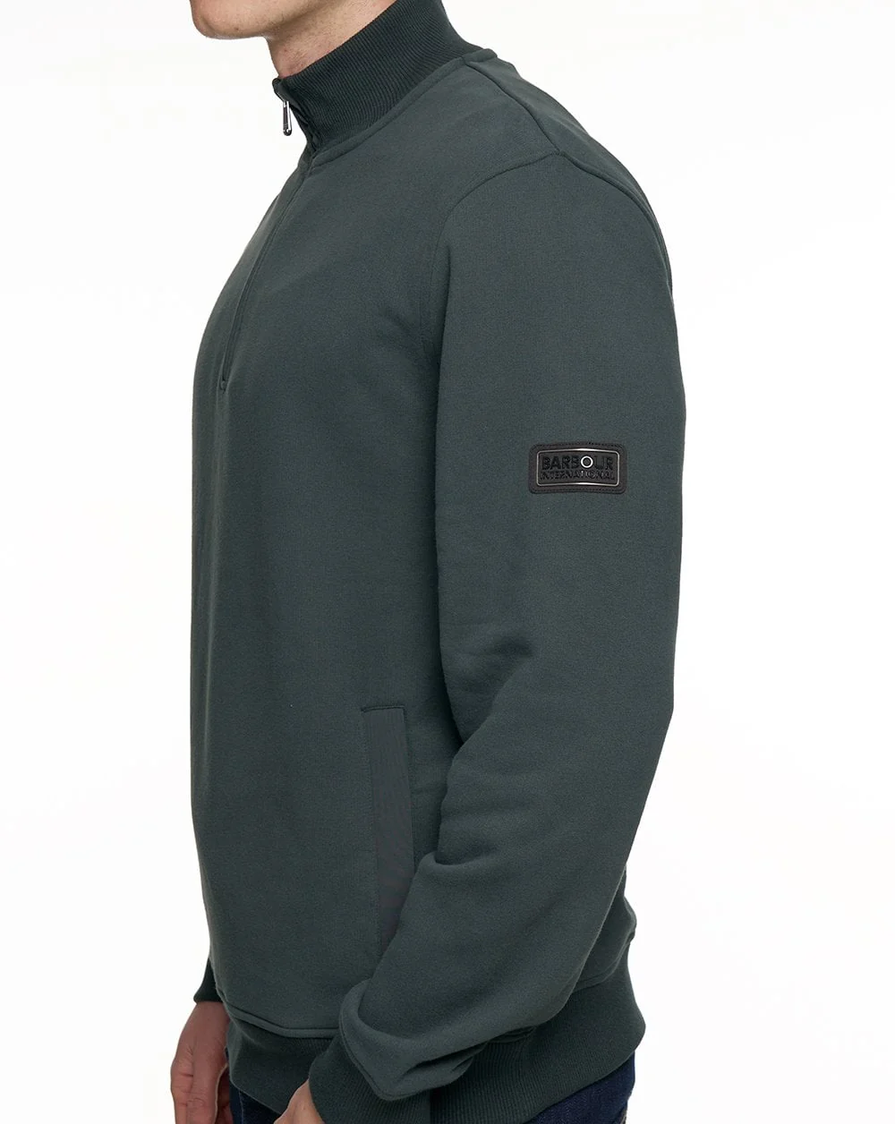 Barbour International Ehan Half Zip Sweatshirt Forest Green - Image 4
