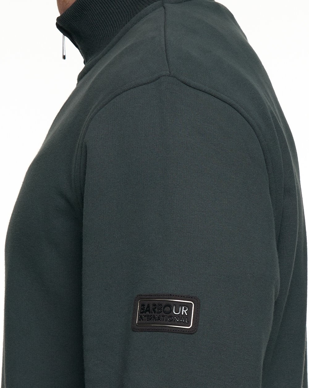 Barbour International Ehan Half Zip Sweatshirt Forest Green - Image 5