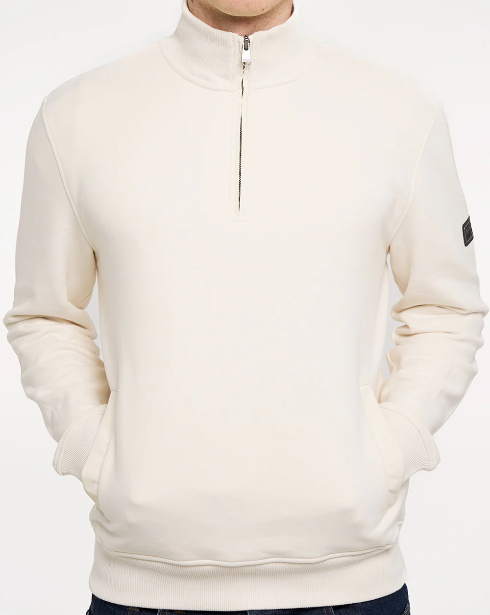 Barbour International Ehan Half Zip Sweatshirt Whisper White - Image 3