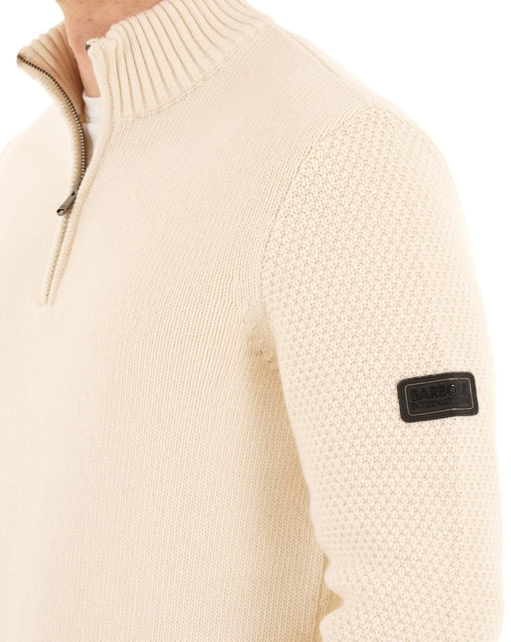 Barbour International Enfield Funnel Neck Jumper Whisper White - Image 2