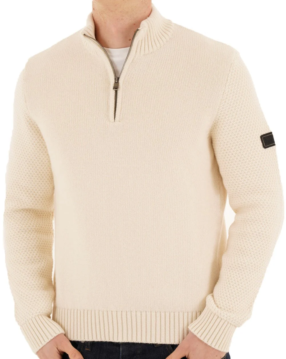 Barbour International Enfield Funnel Neck Jumper Whisper White - Image 3