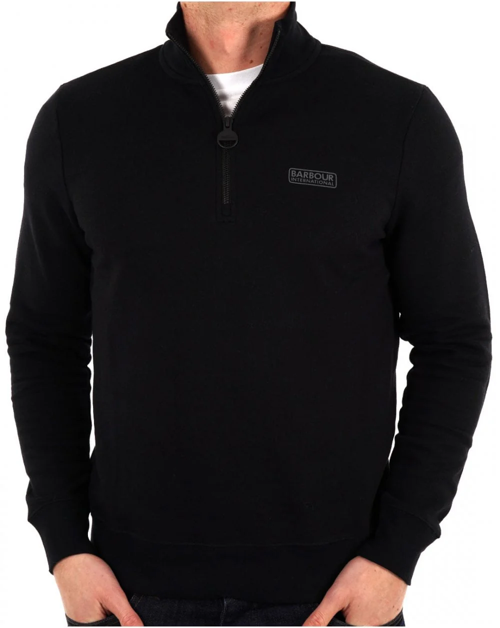 Barbour International Essential Half Zip Sweat Black/Pewter