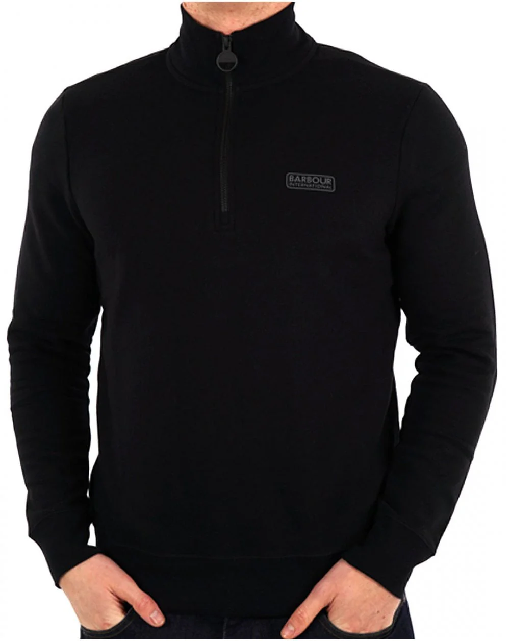 Barbour International Essential Half Zip Sweat Black/Pewter - Image 2