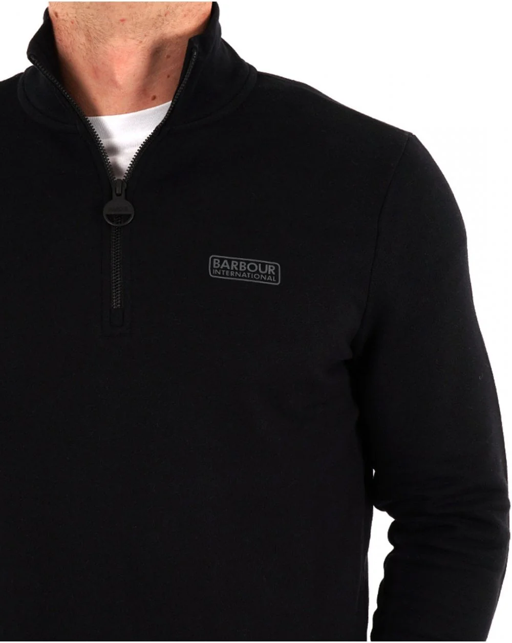 Barbour International Essential Half Zip Sweat Black/Pewter - Image 3
