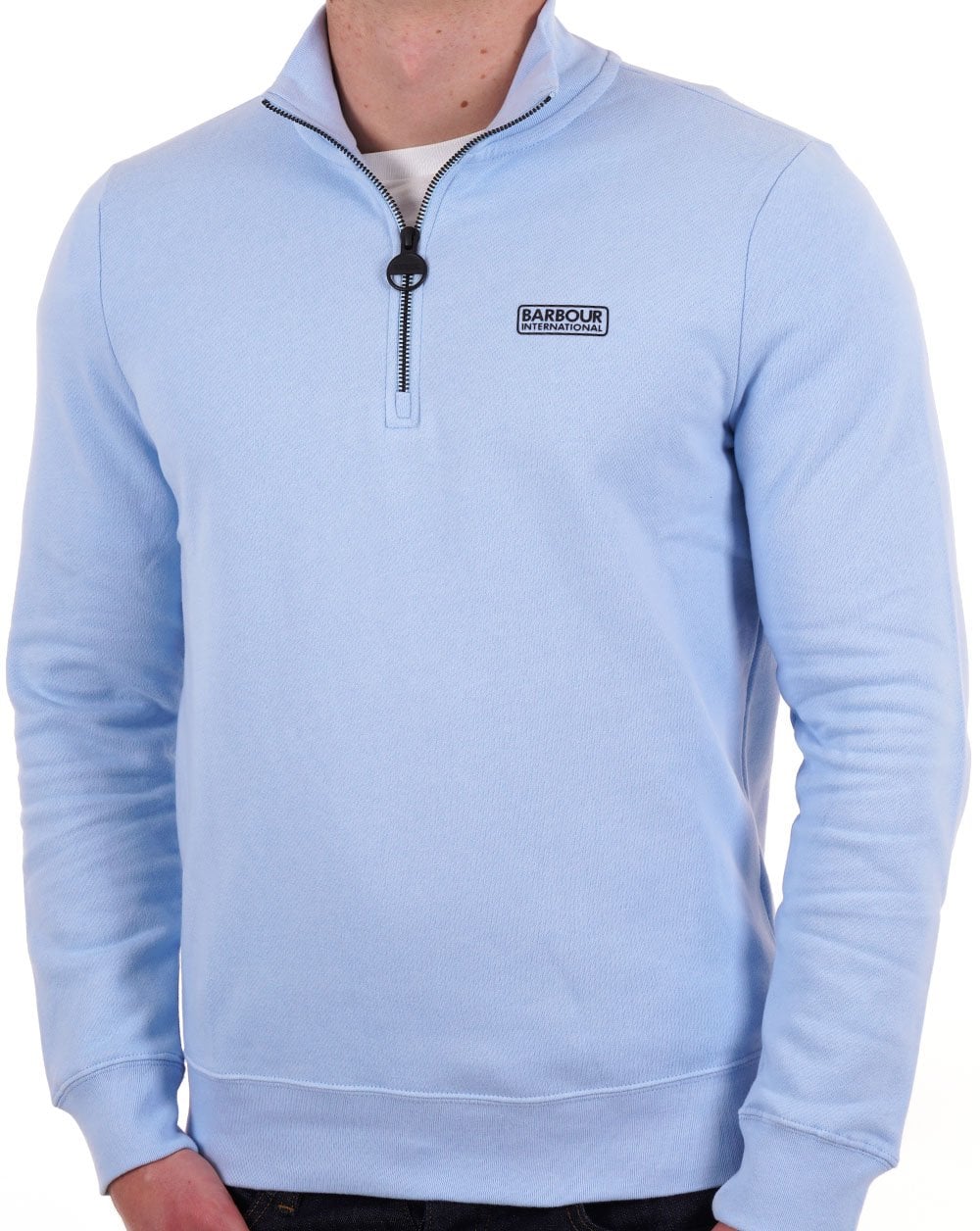 Barbour International Essential Half Zip Sweat Sky Blue - Image 3