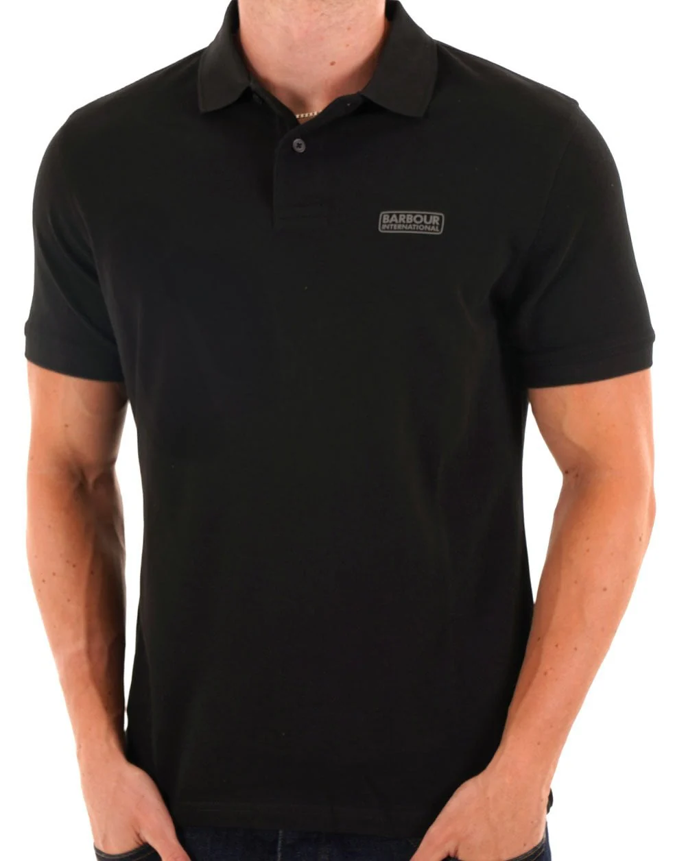 Barbour International Essential Polo Black/Pewter - Image 3