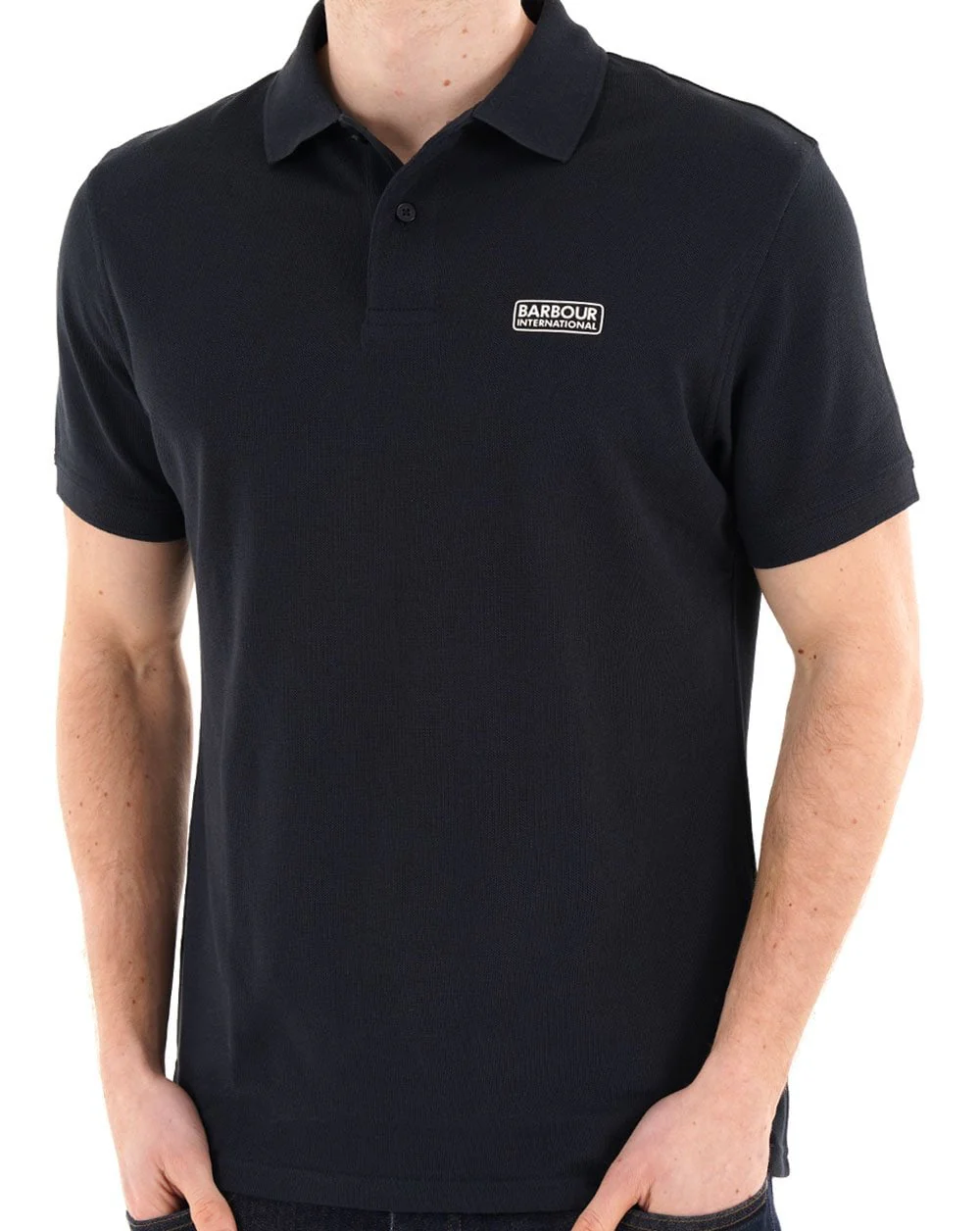 Barbour International Essential Polo Dark Navy/White - Image 3