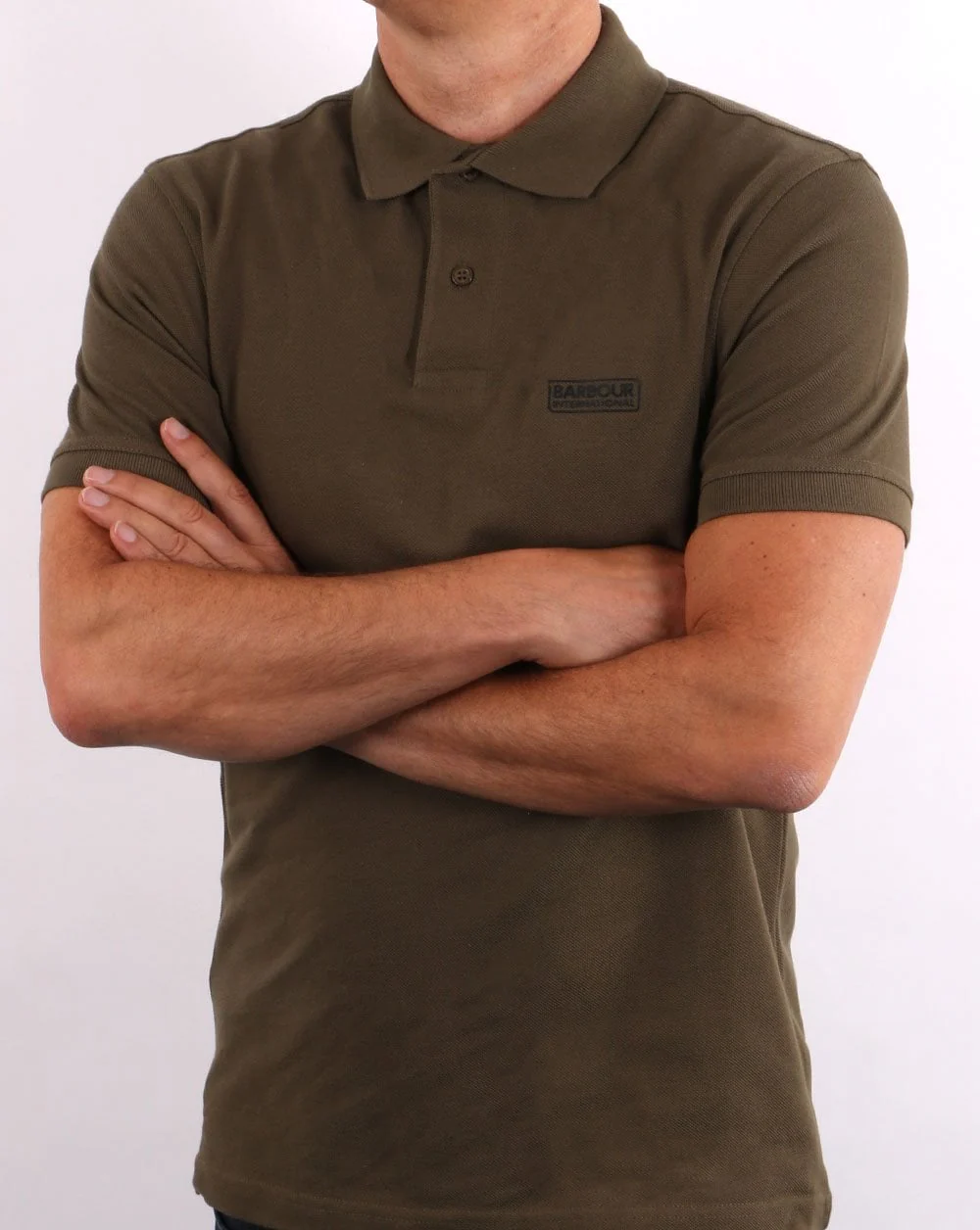 Barbour International Essential Polo Dusky Olive - Image 3