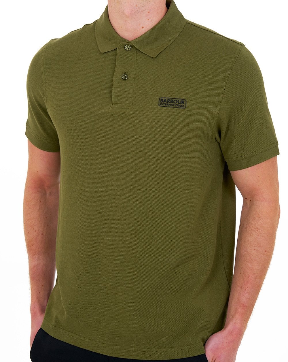 Barbour International Essential Polo Olive Green - Image 2
